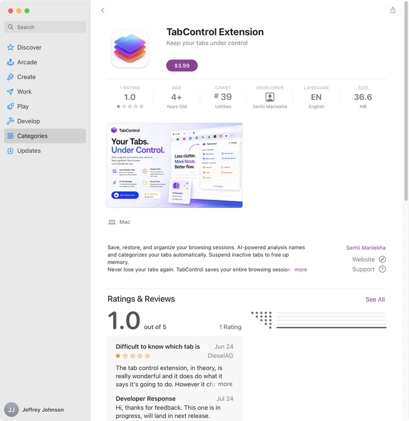 Mac App Store: TabControl Extension